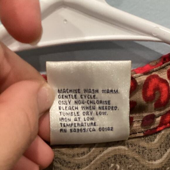 Allison Daley Womens Button Up Shirt Size 10P 10 Red Aztec Boho Southwest Office - Picture 6 of 8